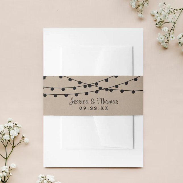 The Rustic Kraft String Lights Wedding Collection Invitation Belly Band (Creator Uploaded)
