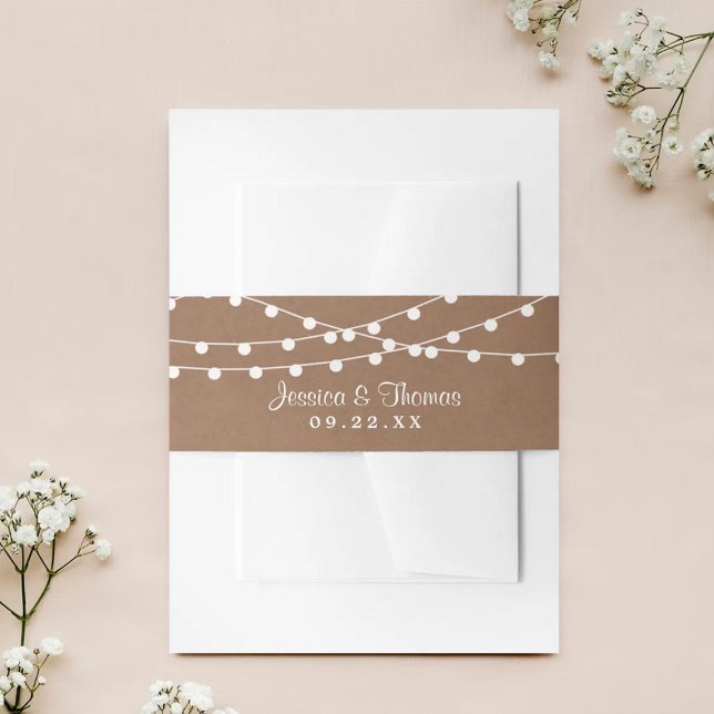 The Rustic Kraft String Lights Wedding Collection Invitation Belly Band (Creator Uploaded)