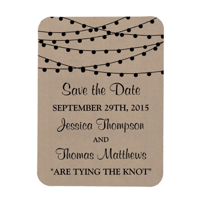The Rustic Kraft String Lights Wedding Collection Magnet (Vertical)