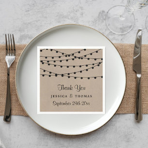 The Rustic Kraft String Lights Wedding Collection Napkin