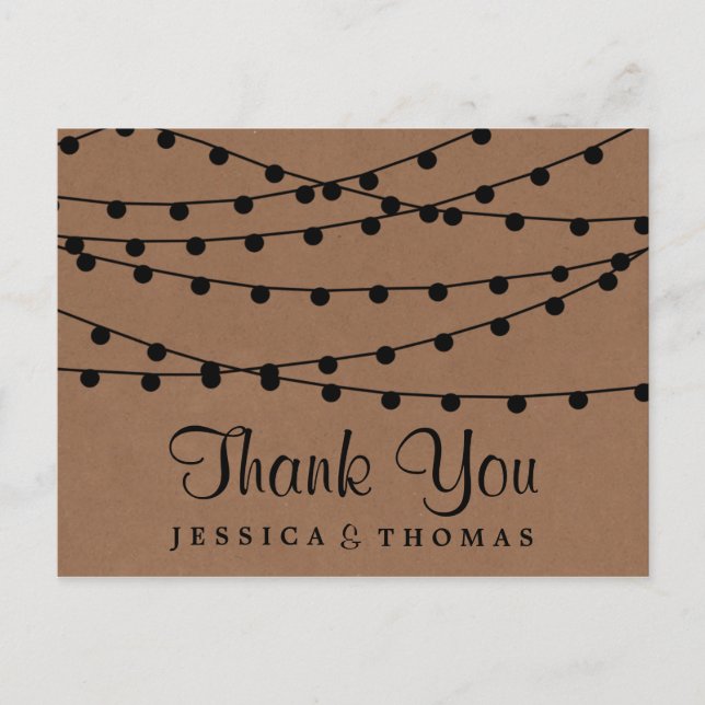 The Rustic Kraft String Lights Wedding Collection Postcard (Front)