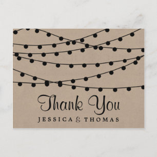 The Rustic Kraft String Lights Wedding Collection Postcard
