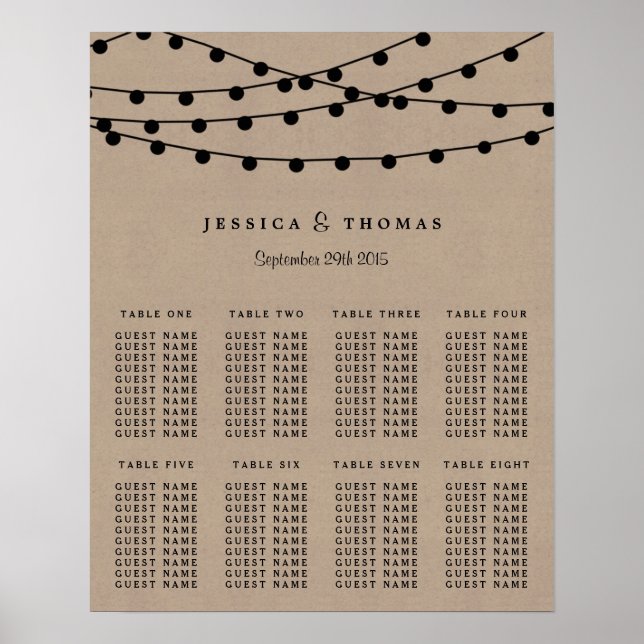 The Rustic Kraft String Lights Wedding Collection Poster (Front)