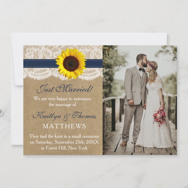 The Rustic Kraft Sunflower Wedding Collection Announcement (Front)
