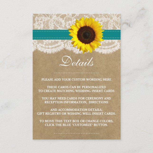 The Rustic Kraft Sunflower Wedding Collection Enclosure Card (Front)