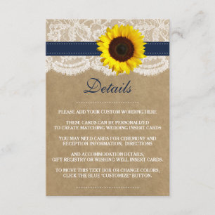 The Rustic Kraft Sunflower Wedding Collection Enclosure Card