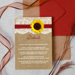 The Rustic Kraft Sunflower Wedding Collection Enclosure Card