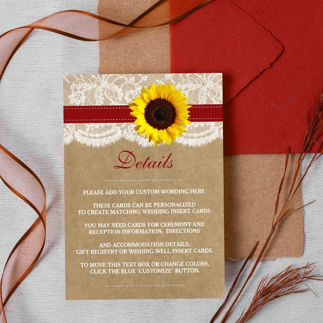 The Rustic Kraft Sunflower Wedding Collection Enclosure Card (Creator Uploaded)
