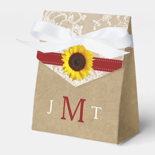 The Rustic Kraft Sunflower Wedding Collection Favour Box (Front Side)
