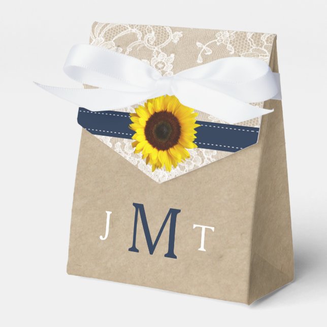 The Rustic Kraft Sunflower Wedding Collection Favour Box (Front Side)