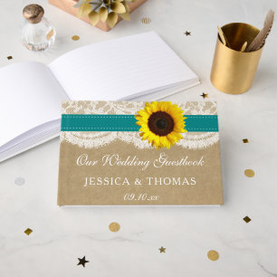 The Rustic Kraft Sunflower Wedding Collection Guest Book