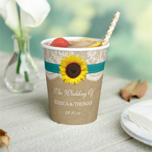 The Rustic Kraft Sunflower Wedding Collection Paper Cups