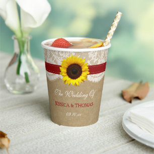 The Rustic Kraft Sunflower Wedding Collection Paper Cups