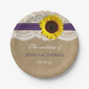 The Rustic Kraft Sunflower Wedding Collection Paper Plate