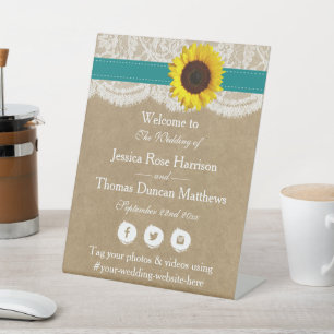The Rustic Kraft Sunflower Wedding Collection Pedestal Sign