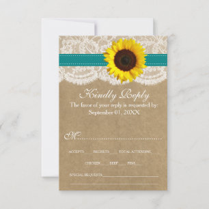 The Rustic Kraft Sunflower Wedding Collection RSVP Card