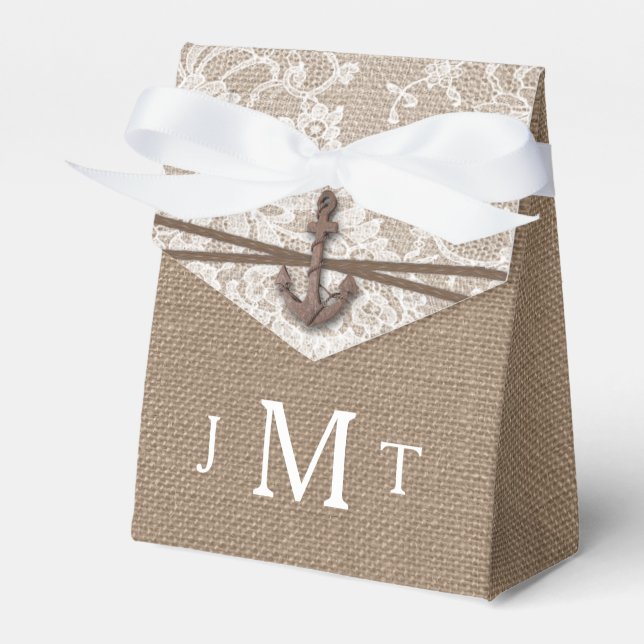 The Rustic Nautical Anchor Wedding Collection Favour Box (Front Side)
