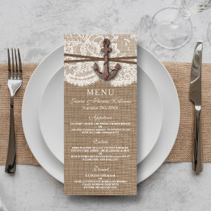 The Rustic Nautical Anchor Wedding Collection Menu