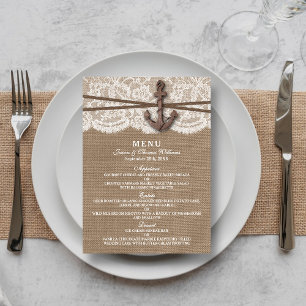 The Rustic Nautical Anchor Wedding Collection Menu