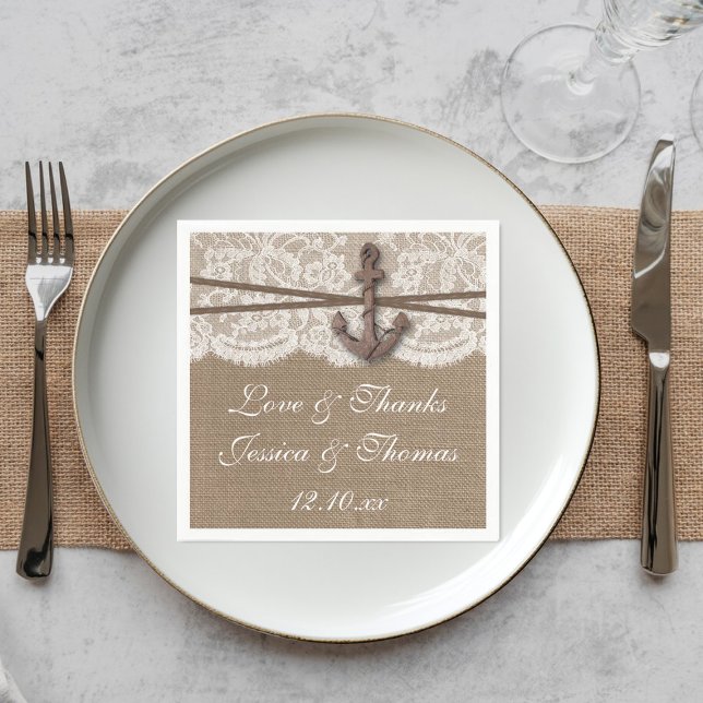 The Rustic Nautical Anchor Wedding Collection Napkin (Creator Uploaded)