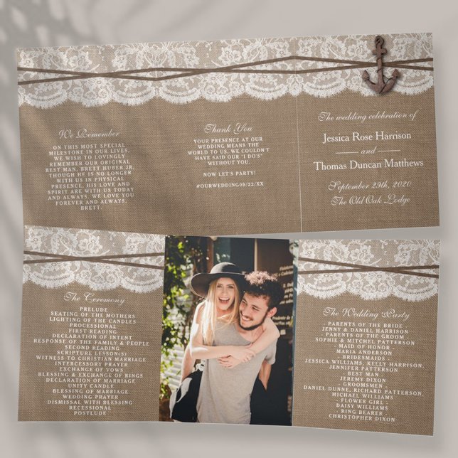 The Rustic Nautical Anchor Wedding Collection Tri-Fold Programme (Creator Uploaded)