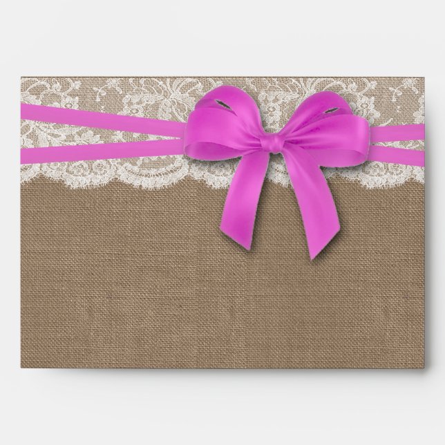 The Rustic Pink Bow Wedding Collection Envelopes (Front)