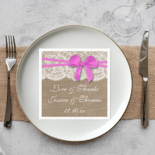 The Rustic Pink Bow Wedding Collection Napkin