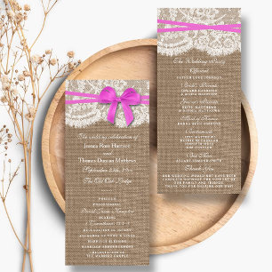 The Rustic Pink Bow Wedding Collection Programs Rack Card