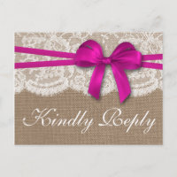 The Rustic Pink Bow Wedding Collection RSVP