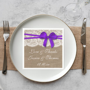 The Rustic Purple Bow Wedding Collection Napkin