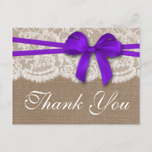 The Rustic Purple Bow Wedding Collection Postcard