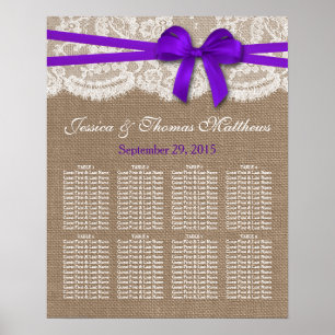 The Rustic Purple Bow Wedding Collection Seating Poster