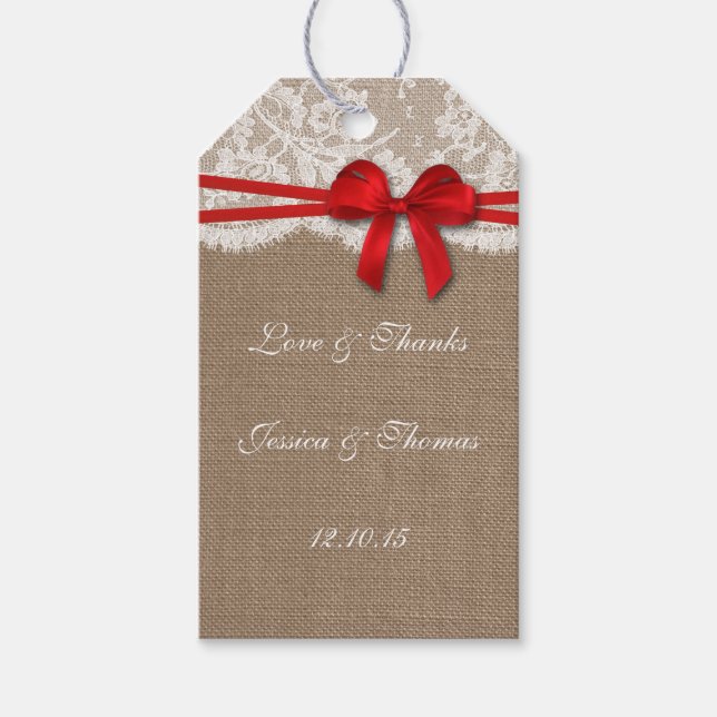 The Rustic Red Bow Collection Tags (Front)