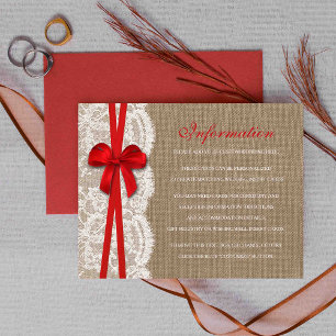 The Rustic Red Bow Wedding Collection Detail Cards