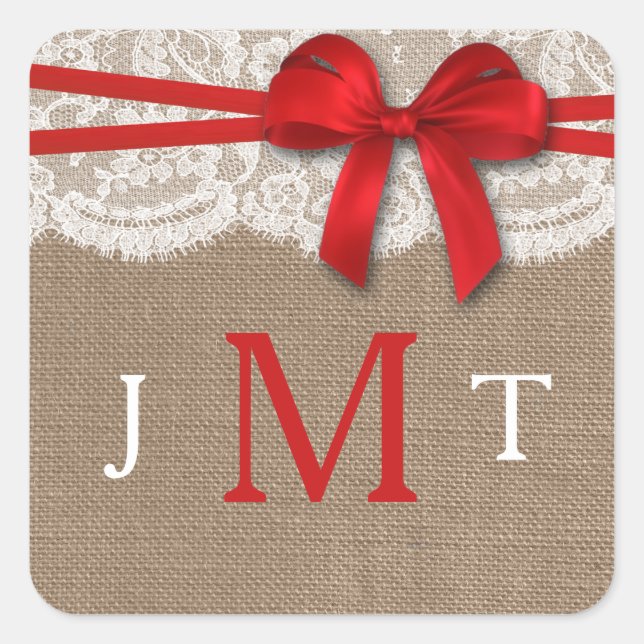 The Rustic Red Bow Wedding Collection Seals (Front)