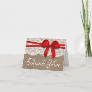 The Rustic Red Bow Wedding Collection Thank You Card