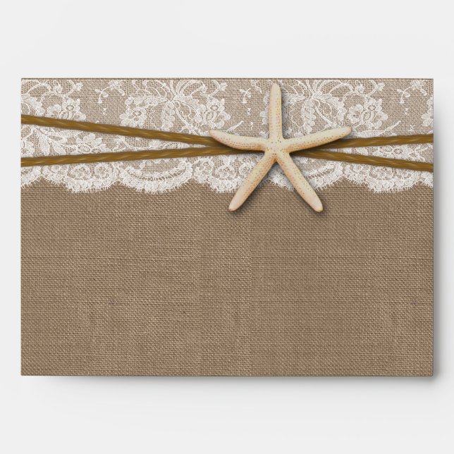 The Rustic Starfish Beach Wedding Collection Envelopes (Front)