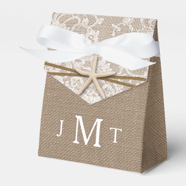 The Rustic Starfish Beach Wedding Collection Favour Box (Front Side)