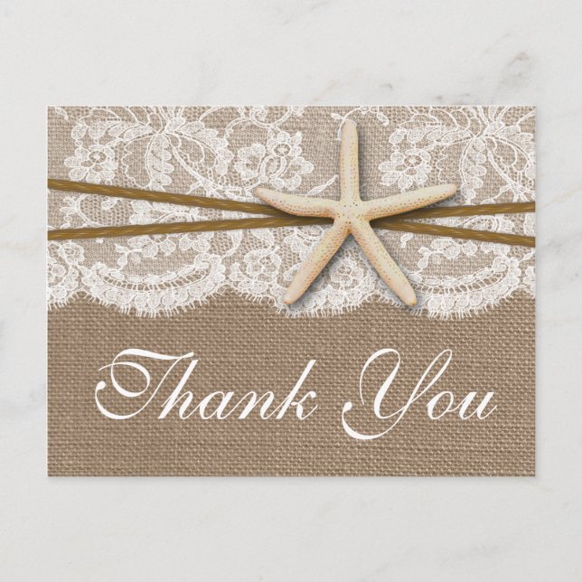 The Rustic Starfish Beach Wedding Collection Postcard (Front)