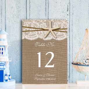 The Rustic Starfish Beach Wedding Collection Table Number
