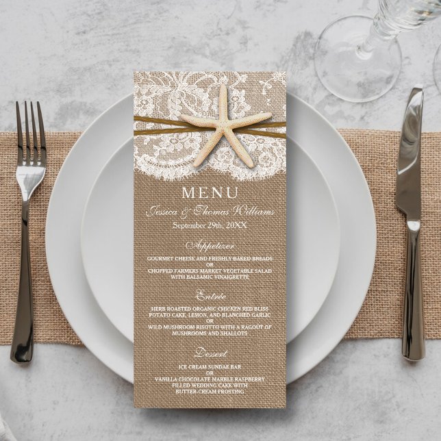 The Rustic Starfish Wedding Collection Menu Cards (Creator Uploaded)