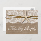 The Rustic Starfish Wedding Collection RSVP Invitation Postcard (Front/Back)