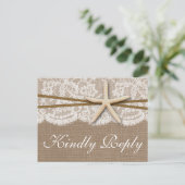 The Rustic Starfish Wedding Collection RSVP Invitation Postcard (Standing Front)