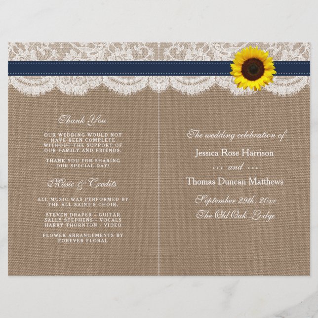 The Rustic Sunflower Wedding Collection - Navy (Front)