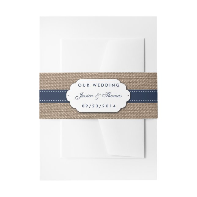 The Rustic Sunflower Wedding Collection - Navy Invitation Belly Band (Front Example)