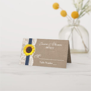 The Rustic Sunflower Wedding Collection - Navy Place Card