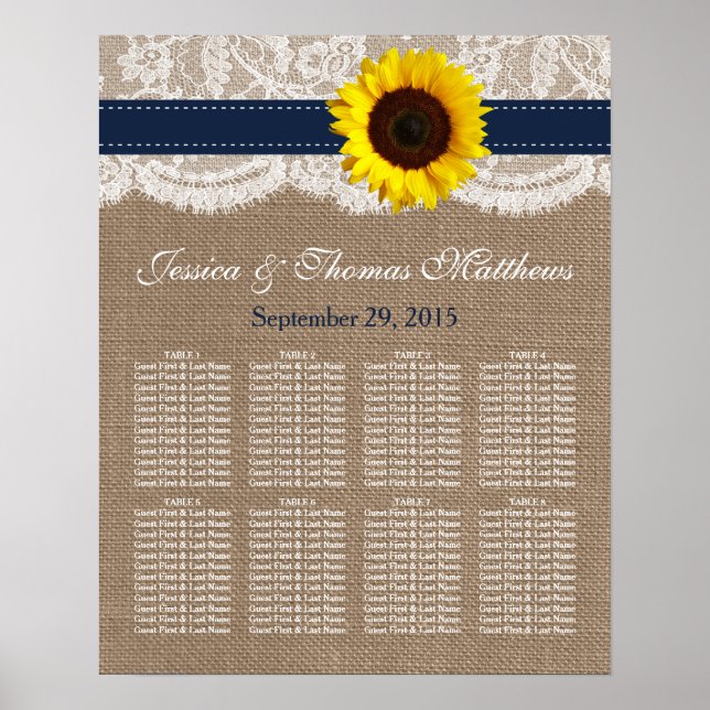 The Rustic Sunflower Wedding Collection - Navy Poster (Front)