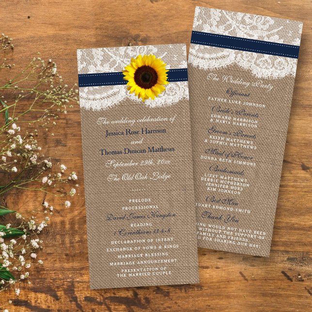 The Rustic Sunflower Wedding Collection - Navy Programme (Creator Uploaded)