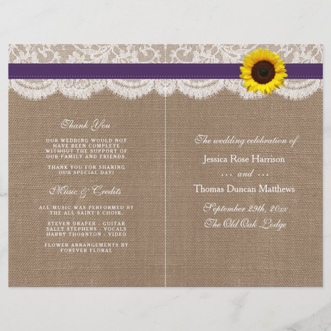 The Rustic Sunflower Wedding Collection - Purple (Front)