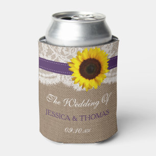 The Rustic Sunflower Wedding Collection - Purple Can Cooler